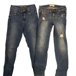 Old Navy High-Rise Rockstar Jeggings & Abercrombie Kids Slim Fit Jeans Size 14 B
